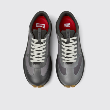 Overhead view of Twins Gray Stitch-Free Sneakers for Men.