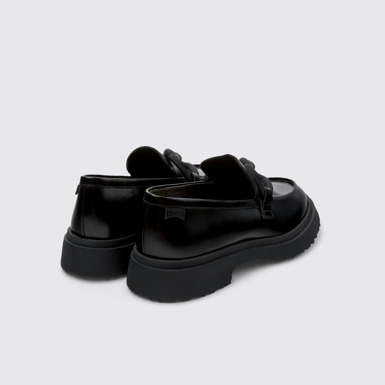 Back view of Walden Black Leather Moccasin Shoes for Men.