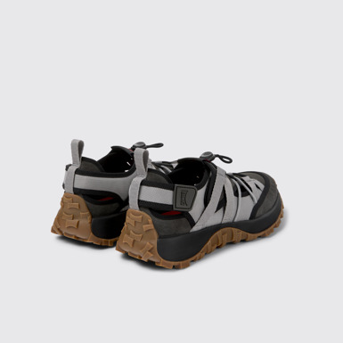 Back view of Drift Trail VIBRAM Gray Recycled PET and Nubuck Men's Sneakers.