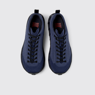 Overhead view of Camper x SUNNEI - PELOTISSIMA Blue and Black Textile Sneakers for Men.