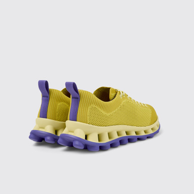 Back view of Camper x SUNNEI - PELOTISSIMA Yellow and Blue Textile Sneakers for Men.