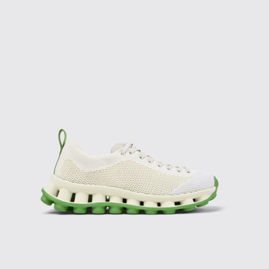 Side view of Camper x SUNNEI - PELOTISSIMA White and Green Textile Sneakers for Men.