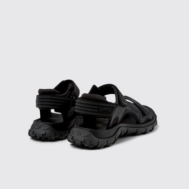 Back view of Drift Trail Sandal Black Recycled PET/Leather Sandals for Men.