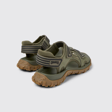 Back view of Drift Trail Sandal Green Recycled PET and Leather Sandals for Men.