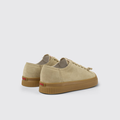Back view of Peu Roda Beige Nubuck Sneakers for Men.