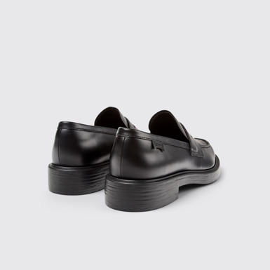 Back view of Dean Black Leather Moccasins for Men.