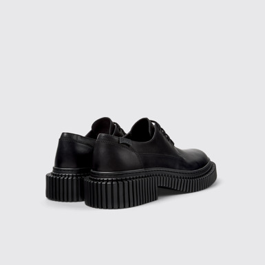 Back view of Pix Berlin Black Leather Shoes for Men.