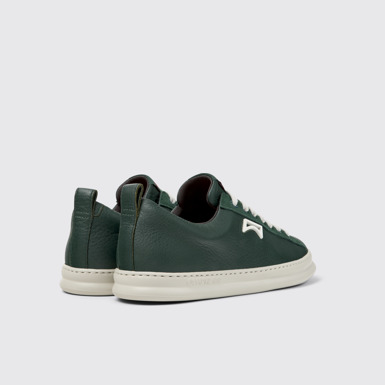 Back view of Runner Green Leather and Nubuck Sneakers for Men.