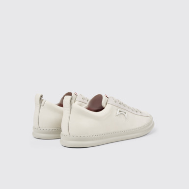 Back view of Runner White Leather and Nubuck Sneakers for Men.