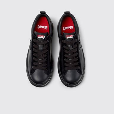 Runner Zwarte leren en nubuck sneaker voor heren.