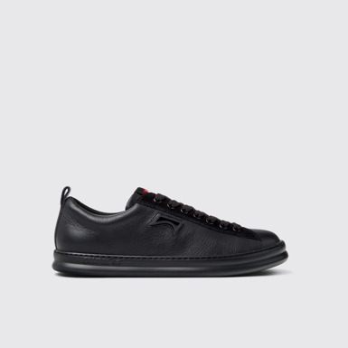 Runner Zwarte leren en nubuck sneaker voor heren.