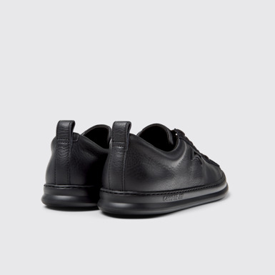 Back view of Runner Black Leather and Nubuck Sneakers for Men.