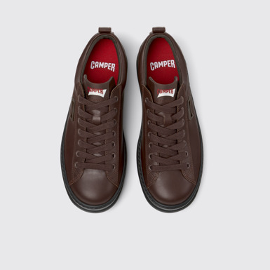 Overhead view of Runner Brown Leather Sneakers for Men.