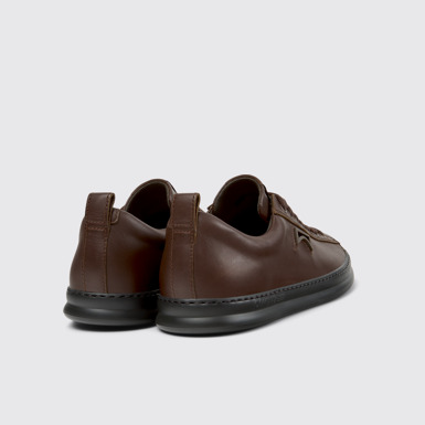 Back view of Runner Brown Leather Sneakers for Men.