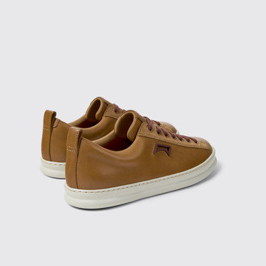 Back view of Runner Brown Leather and Nubuck Sneakers for Men.