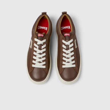Runner Sneakers de piel y nobuk marrones para hombre.