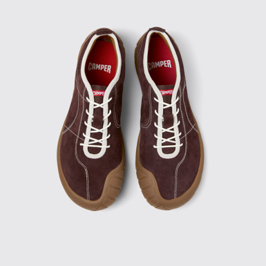Overhead view of Peu Path Burgundy Nubuck Sneakers for Men.