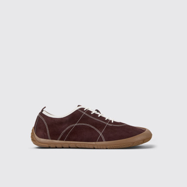 Side view of Peu Path Burgundy Nubuck Sneakers for Men.