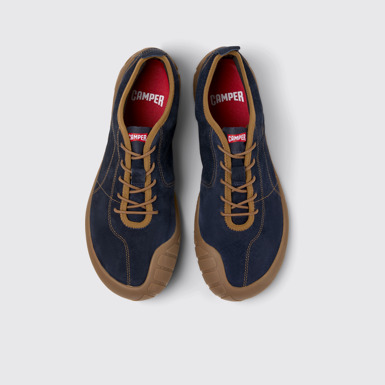 Overhead view of Peu Path Blue Nubuck Sneakers for Men.