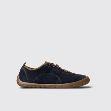 Side view of Peu Path Blue Nubuck Sneakers for Men.