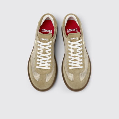 Overhead view of Pelotas Soller Brown Textile and Nubuck Leather Sneakers for Men.