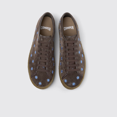 Overhead view of Peu Terreno Brown and Blue Suede and Leather Shoes for Men.