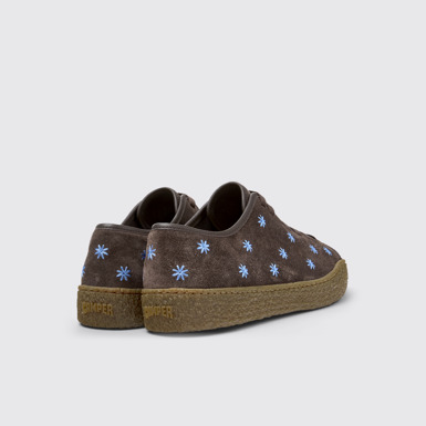 Back view of Peu Terreno Brown and Blue Suede and Leather Shoes for Men.