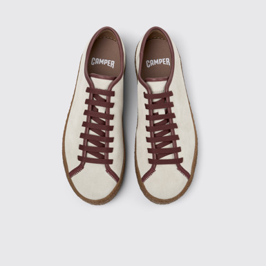 Overhead view of Peu Terreno Beige Suede and Leather Shoes for Men.