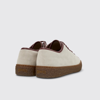 Back view of Peu Terreno Beige Suede and Leather Shoes for Men.