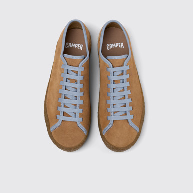 Overhead view of Peu Terreno Brown and Blue Suede and Leather Shoes for Men.