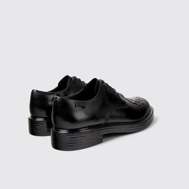 Back view of Twins Black Leather Shoes for Men.