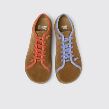 Overhead view of Twins Multicolor Suede and Leather Shoes for Men.