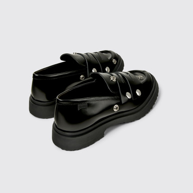 Back view of Twins Black Leather Moccasins for Men.