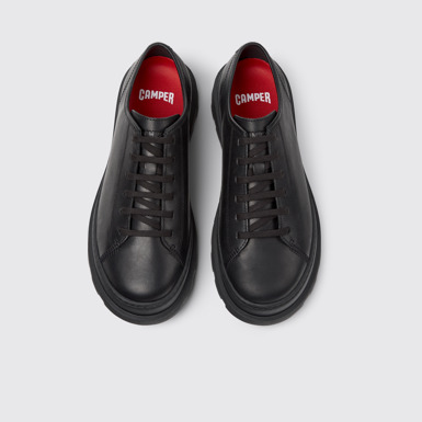 Overhead view of Brutus+ Black Leather Shoes for Men.