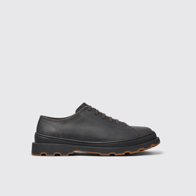 Side view of Brutus+ Gray Nubuck Shoes for Men.