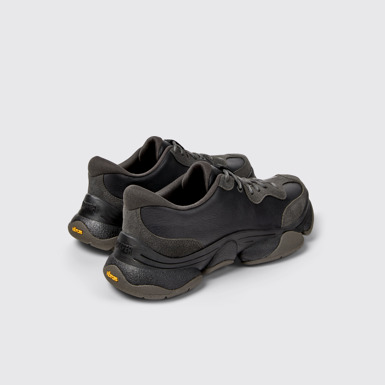 Back view of Karst 2 Black and Gray Leather and Nubuck Sneakers for Men.