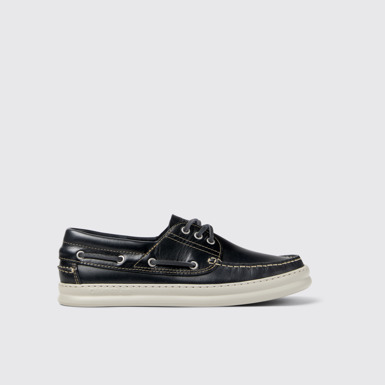 Side view of Runner Blue Nubuck Moccasin Shoes for Men.