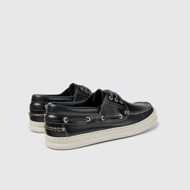 Back view of Runner Blue Nubuck Moccasin Shoes for Men.