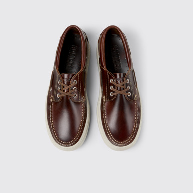 Overhead view of Runner Brown Nubuck Moccasins for Men.