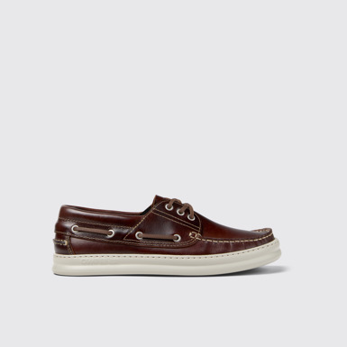Side view of Runner Brown Nubuck Moccasins for Men.