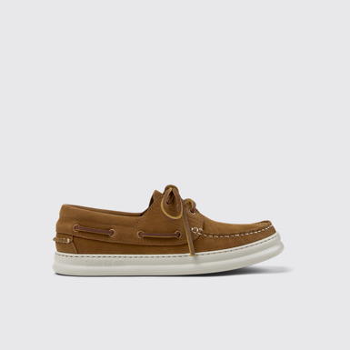 Runner Mocassins bateau en cuir nubuck marron Pour homme.