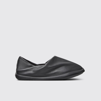 Side view of Camper x ISSEY MIYAKE - Peu Form Black Leather Shoes for Men.