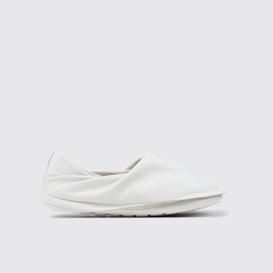 Side view of Camper x ISSEY MIYAKE - Peu Form White Leather Men's Shoes.