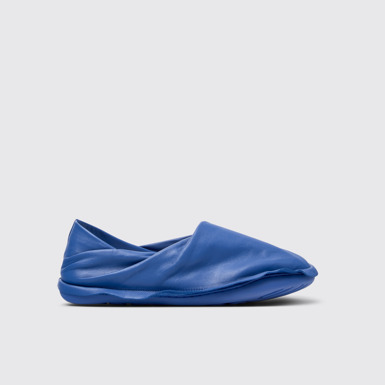 Side view of Camper x ISSEY MIYAKE - Peu Form Blue Leather Men's Shoes.