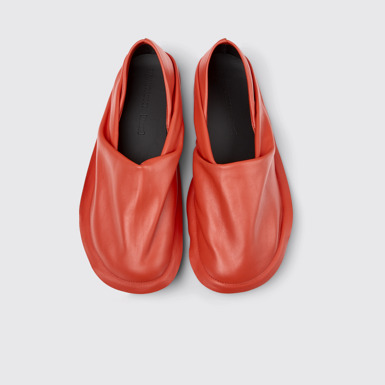 Overhead view of Camper x ISSEY MIYAKE - Peu Form Red Leather Men's Shoes.