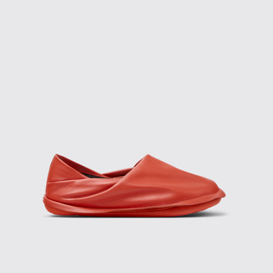 Side view of Camper x ISSEY MIYAKE - Peu Form Red Leather Men's Shoes.
