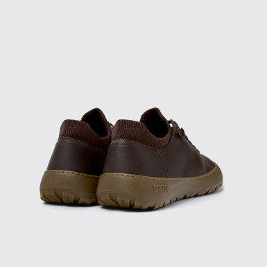 Back view of Peu Serra Brown Regenerative Leather and Textile Shoes for Men.