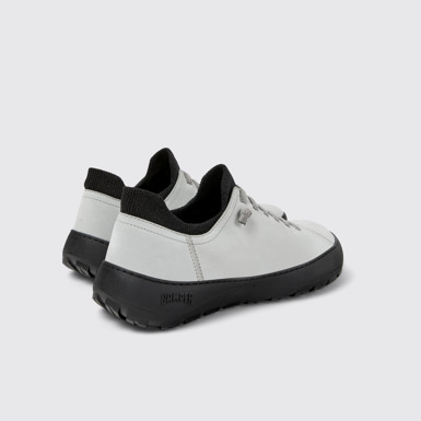 Back view of Peu Serra 360º Durable Gray Nubuck and Textile Sneakers for Men