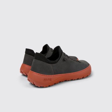 Back view of Peu Serra 360º Durable Gray Nubuck and Textile Sneakers for Men.