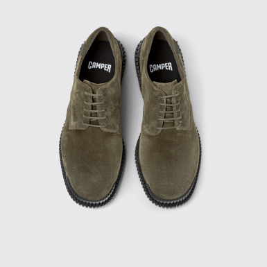 Overhead view of Pix Green Suede Shoes for Men.